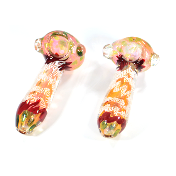 Fumed Inside Out White Red Dot Head Pipe